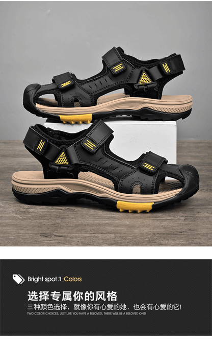 Summer Men Sandals Genuine Leather Mens Casual Shoes Outdoor Men Leather Sandals for Men Beach Shoes Roman mens Shoes