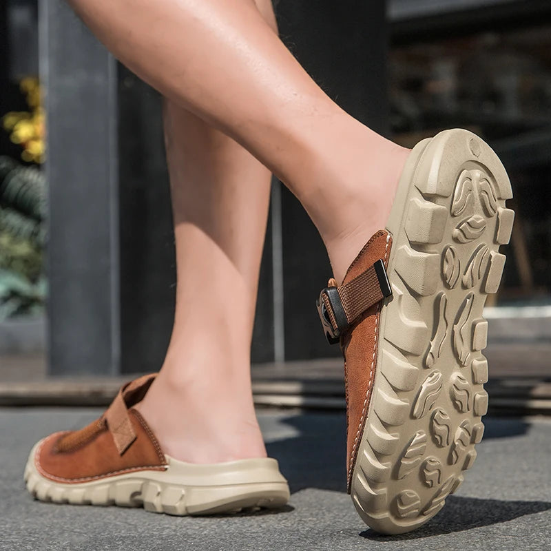 Summer Men Sandals Genuine Leather Mens Casual Shoes Outdoor Men Leather Sandals for Men Beach Shoes Roman mens Shoes