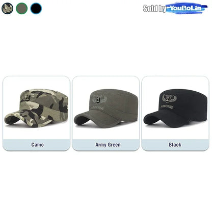 AIRBORNE Airborne Commando Cadet Flat Cap Sun Hat Trucker Caps Dad Hats