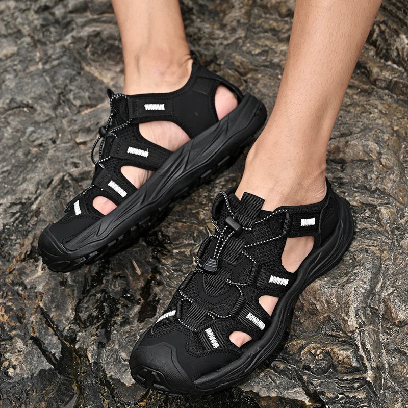 Comfy Summer Mens Sandals Mesh Casual Shoes Outdoor Male Beach Shoes Leisure Walk Wading Aqua Shoes Quick Dry Sandalias Sandaly