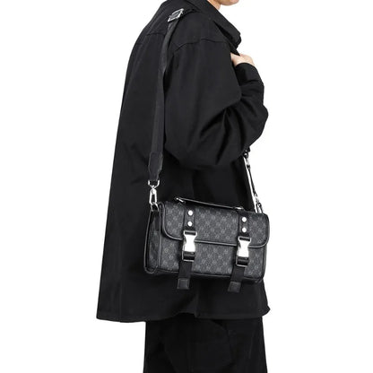 Fashion Plaid Men's Crossbody Bag Large Capacity Shoulder Messenger Bag Men Luxury Flap Crossbody Bags Male Rectangle Handbags