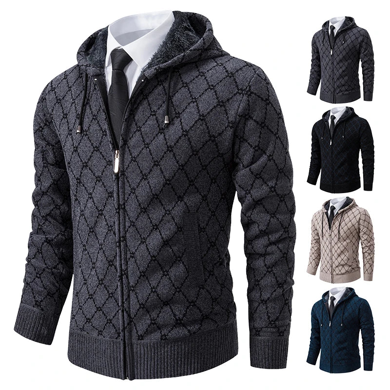 Winter plus velvet padded cardigan sweater men's sweater warm coat