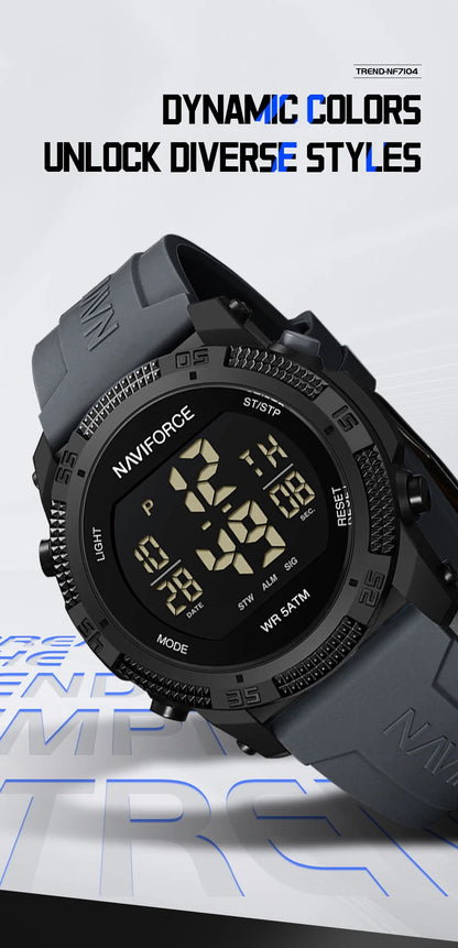 New Style NAVIFORCE Fashion Waterproof Men's Electronics Wrist Watch Sports Luminous Watches Silicone Strap Male Clocks Gifts