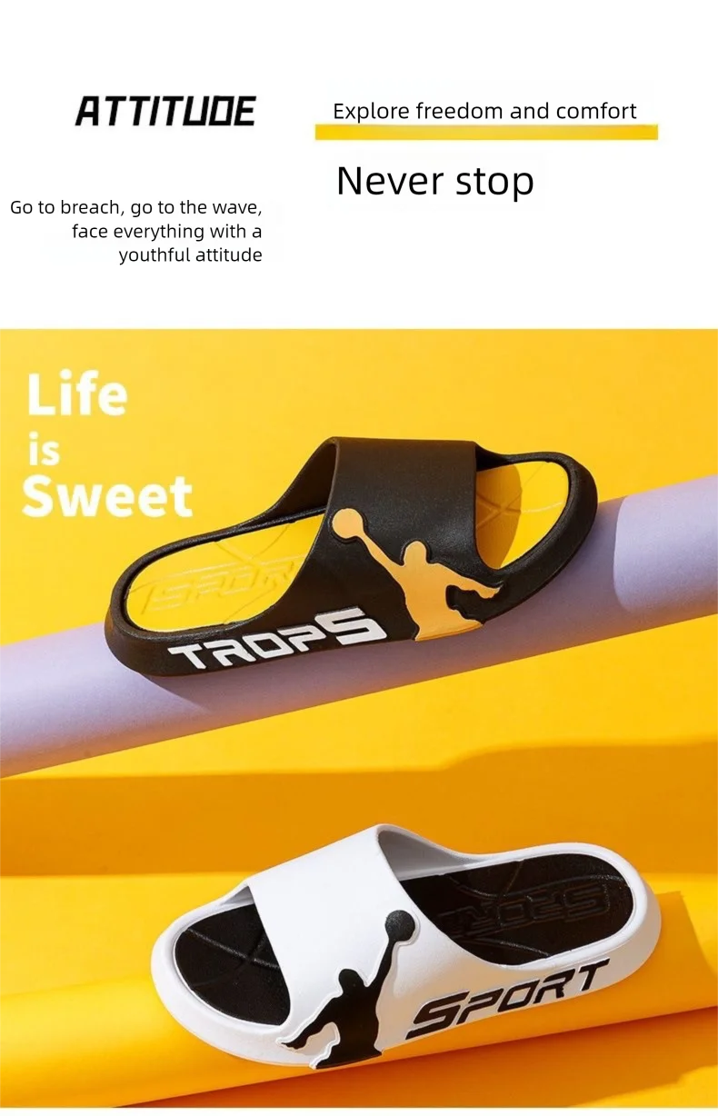 Fashion Men's Slippers PVC Soft Sole Non-slip Slides Casual Outdoor Beach Flip Flops Home Bathroom Couples Slippers New Sandal
