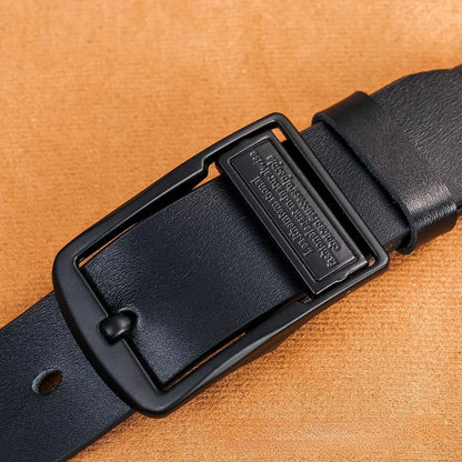 New Men's Leather Belt, Black Buckle, New Style, Fashionable, Trendy, Retro, Light Luxury, Casual, Versatile, Pin Buckle