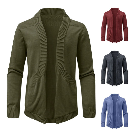 Men's Sweater Cardigan Spring Casual Classic V-neck Solid Color Cardigan Knit Soft Sweater Fashion Male Tops US Size