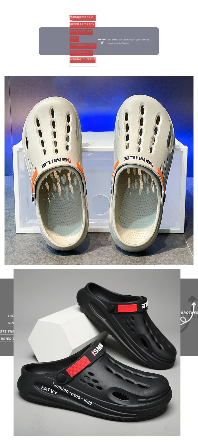 Classic Summer Clogs Men Slippers Breathable Garden Shoes Outdoor Comforty Beach Slippers Home Slippers Antiskid Slippers