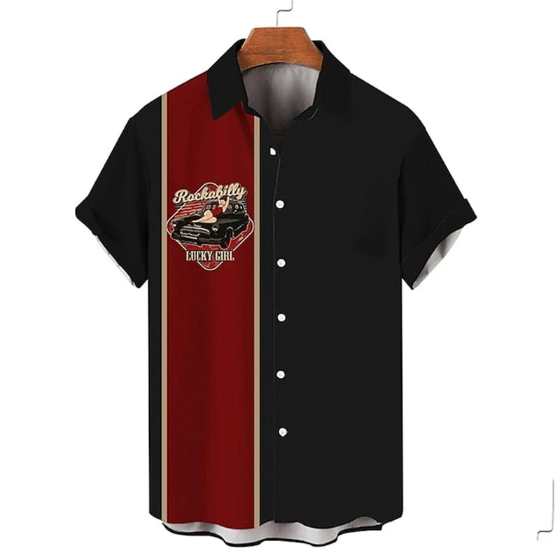Vintage Figure Illustration Shirts Summer Hawaii 3D Men's Clothing Fashion Breathable Men's Top Loose Outdoor Casual Clothin