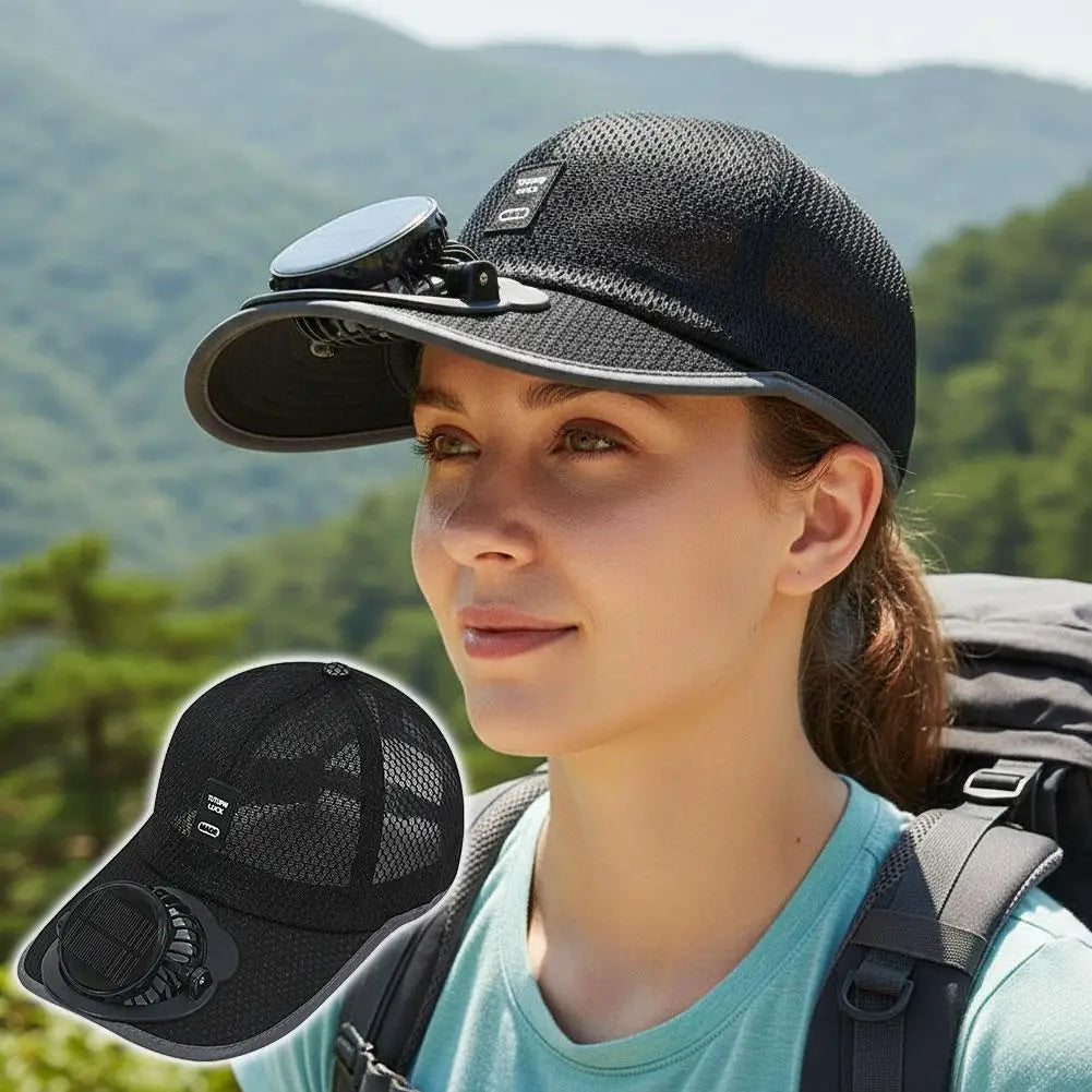 Summer Men Women Mesh Baseball Hat Sun Block Baseball Hat With Solar Fan USB Charging Fan Breathable UV Block Outdoor Sunhats