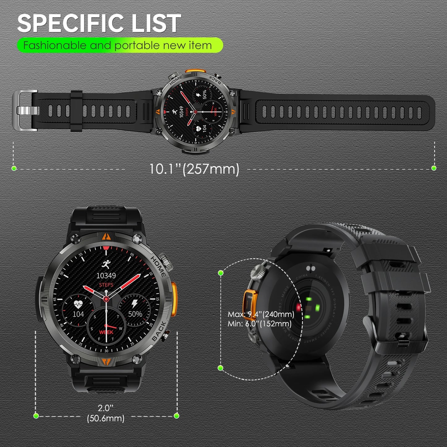 EIGIIS KE3 Bluetooth Call Smart Watch Men Full Touch Screen Health Monitor Clock With Flashlight Men SmartWatch For IOS Android