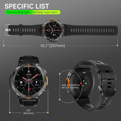 EIGIIS KE3 Bluetooth Call Smart Watch Men Full Touch Screen Health Monitor Clock With Flashlight Men SmartWatch For IOS Android