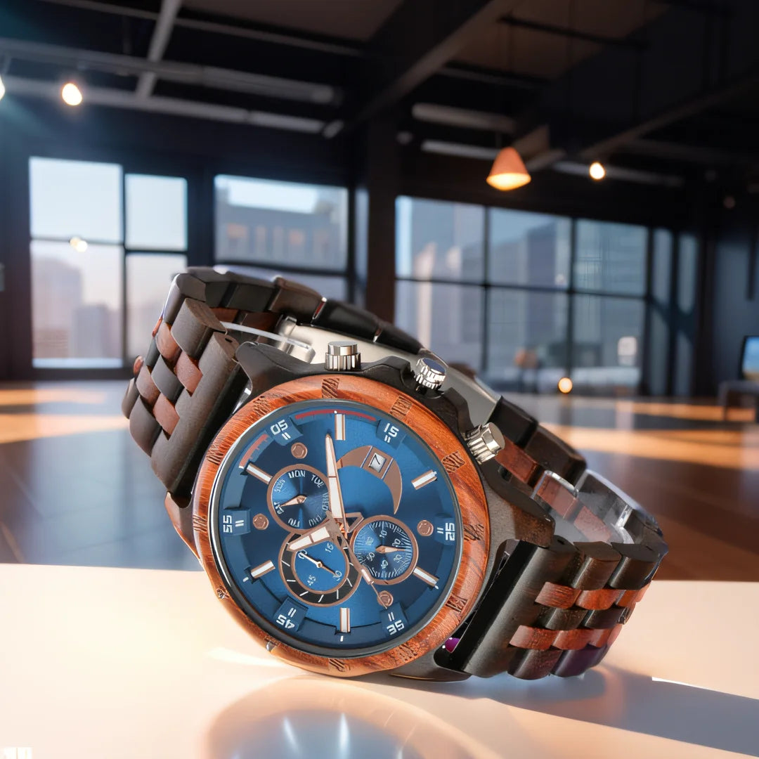 Man's Watches Wooden Watch Strap Hand Watch Quartz Wrist Watch for Men Chronograph  Luxury Brand montre homme Gift Drop Shipping