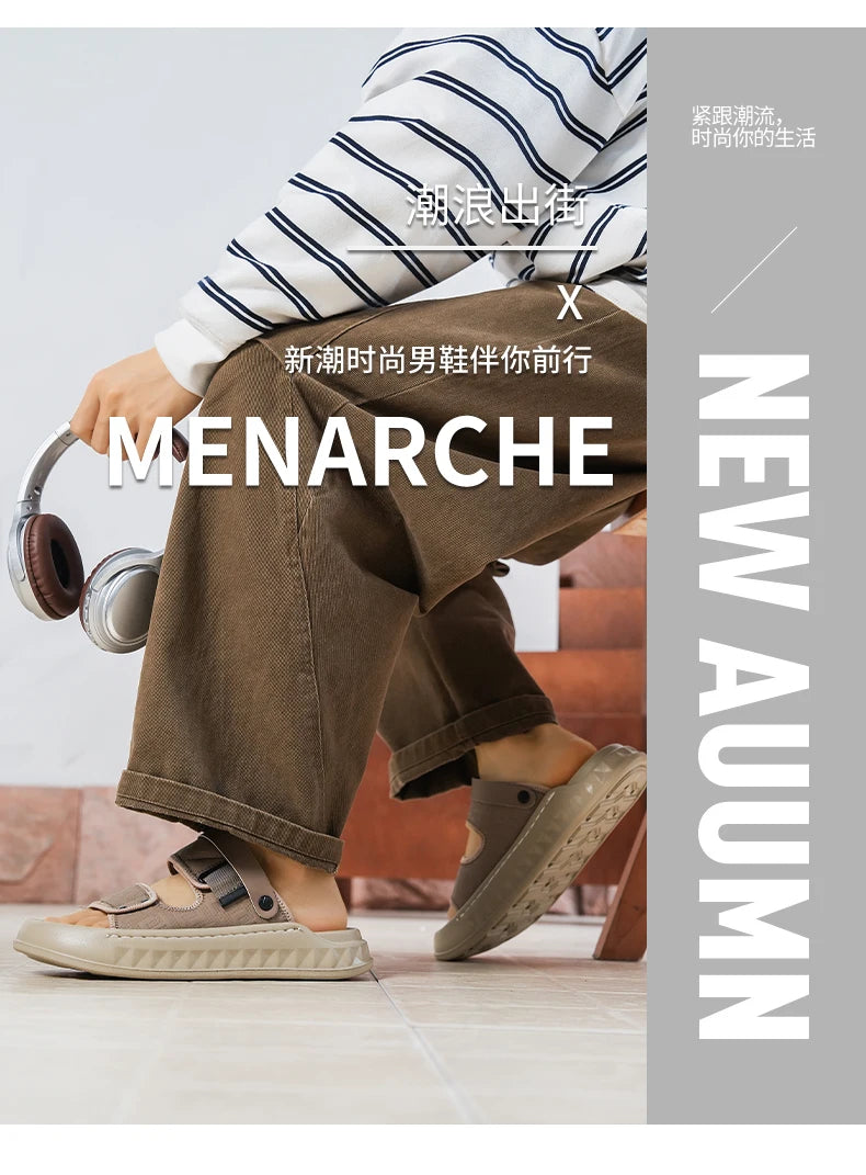 Men's casual slip on sandals summer soft-sole breathable lightweight outdoor walking shoes fashion sports Dual-purpose slippers