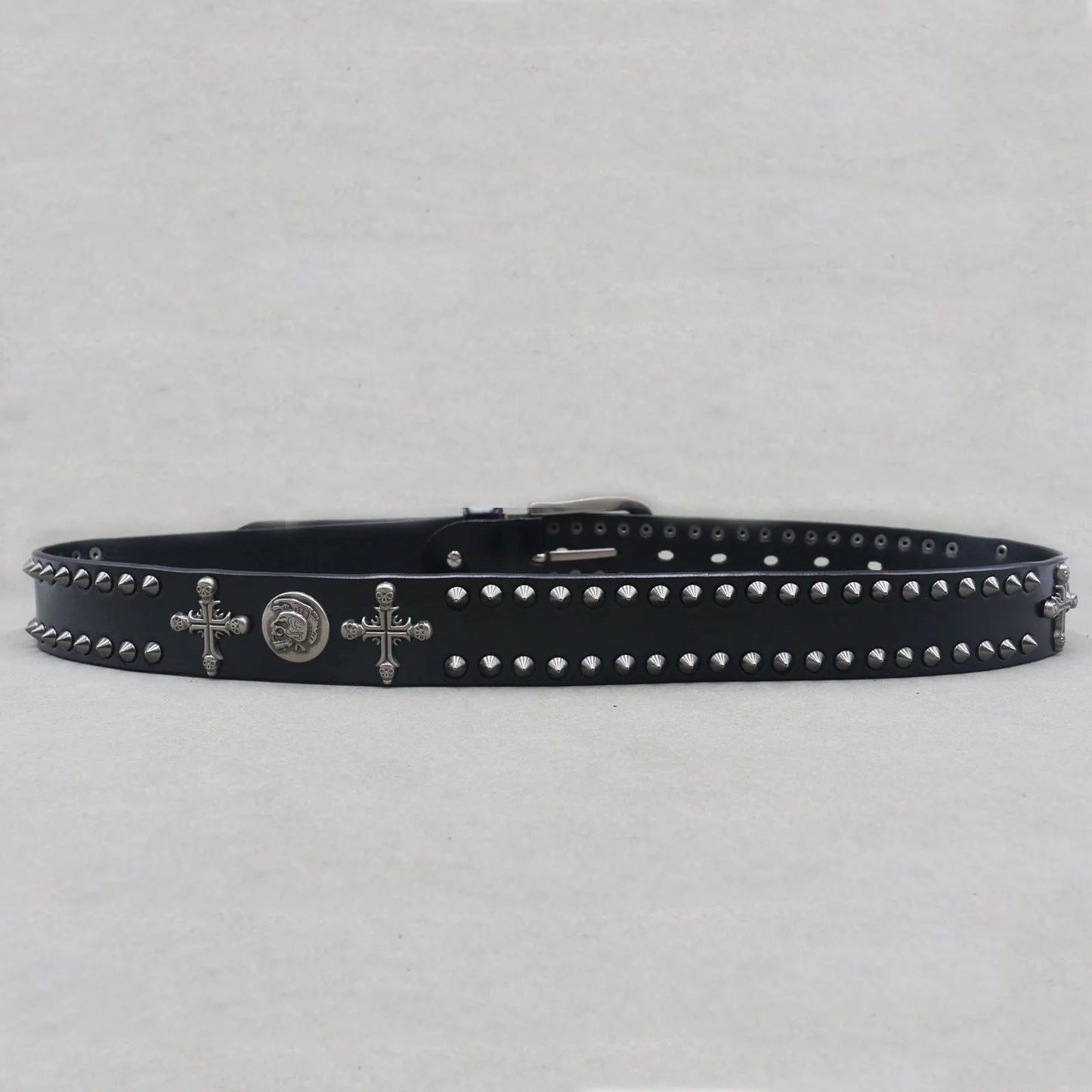 Metal Rivet Cowboy Belt Genuine Leather Cowskin Men Belt Punk Rivet Jeans Belts For Men Ceinture Homme Cinturones Hombre