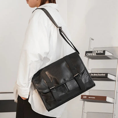 Retro Messenger Bag Men Crossbody Bags Luxury PU Leather Shoulder Messenger Bag for Men Fashion Flap Large Capacity Satchles