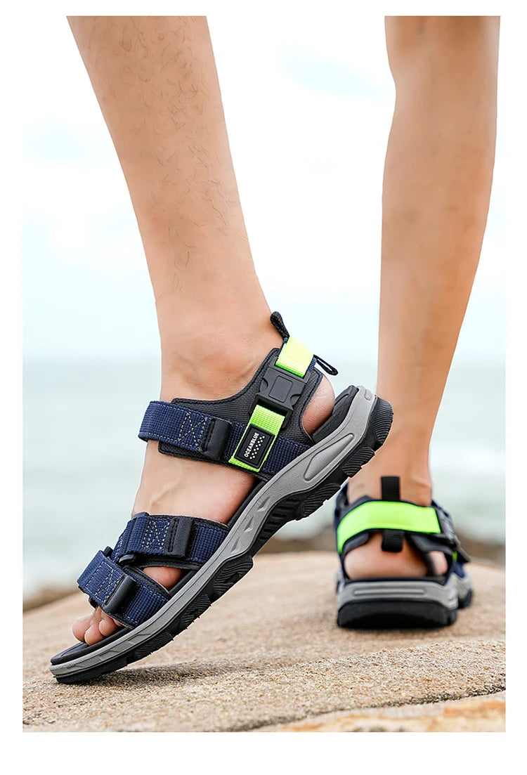 Men's Outdoor Sandals with Velcro Strap Male Summer Fashion Antiskid Sport Sandals Beach Casual Sandals for Men