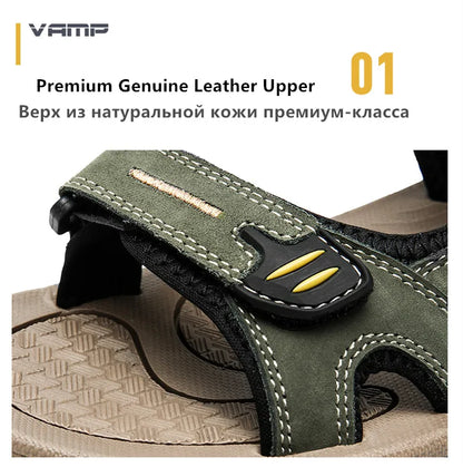 Genuine Leather Men Sandals Summer New Large Size Men Sandals Outdoor Men's Casual Shoes Fashion Sandals Slippers Big Size 38-48