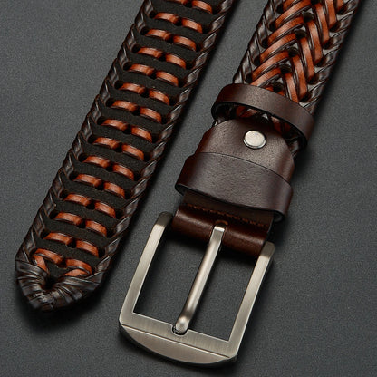 LUCKACE Genuine Leather Casual Men's Belt Trendy Golf Belts Knitted Belt With Alloy Buckle Best Gift Choice for Boyfriend/Husban