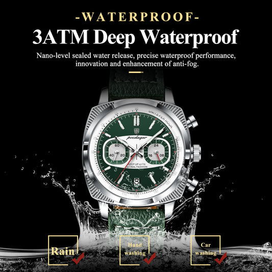 POEDAGAR Original Fashion Men Clock Luminous Waterproof Chronograph Date Watch For Man Luxury Leather Quartz Men's Watches Reloj