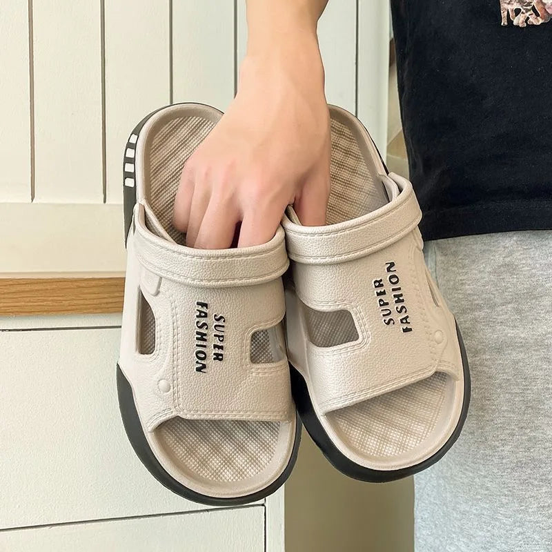 2026 Summer Outdoor Waterproof Slippers Men Eva Soft Lightweight Platform Beach Sandles Male Thick Sole Non Slip Fishing Slides