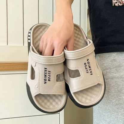 2026 Summer Outdoor Waterproof Slippers Men Eva Soft Lightweight Platform Beach Sandles Male Thick Sole Non Slip Fishing Slides