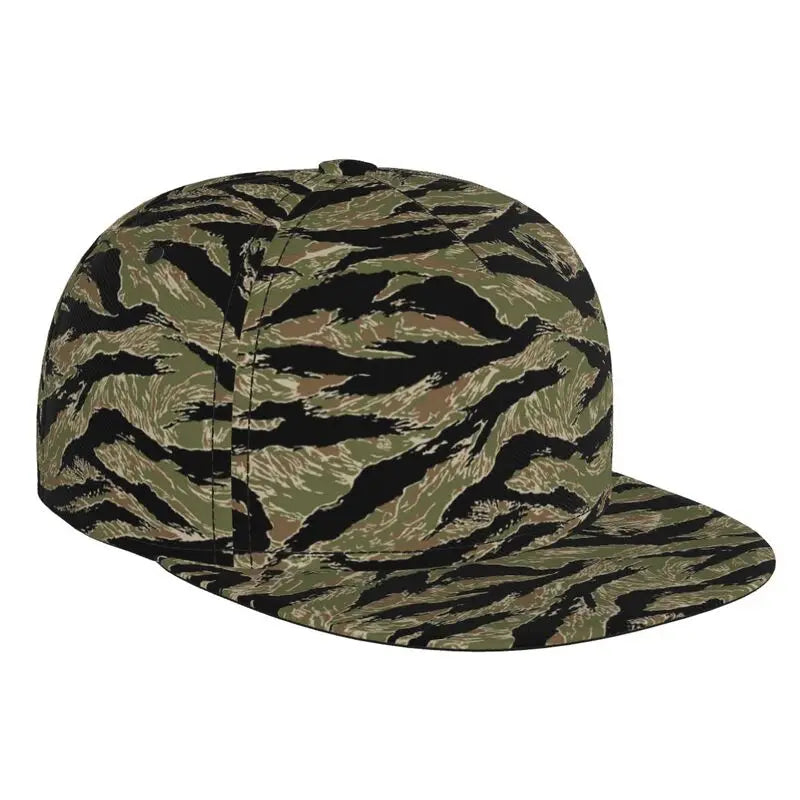 Tiger Stripe Camouflage Military Camo Print Baseball Cap Daily Casual Adjustable Snapback Hat Hip Hop Caps Flat Bill Brim Hats