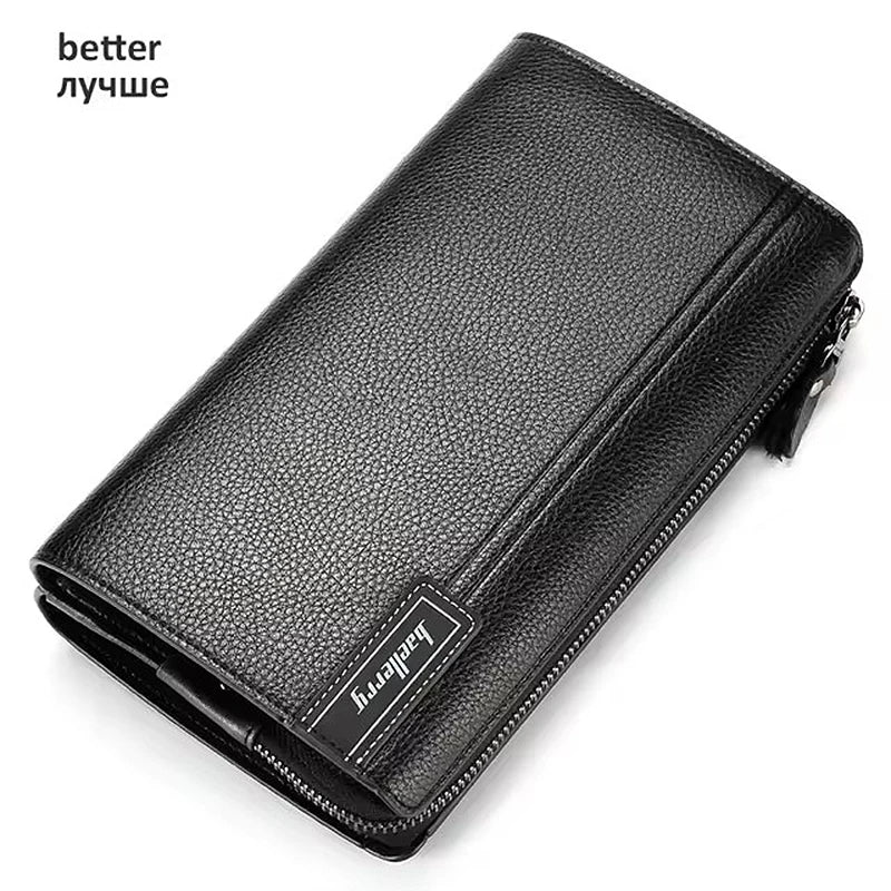 Baellerry Large Capacity Phone Pocket New Men Wallets Handbag Brand Card Holder Zipper Male Wallets Passport Case Men's Purses