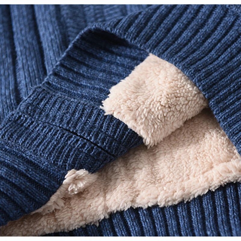 Plus Size M-6XL 7XL Winter Sweater Male Lamb Cashmere Knitted Black Cotton Polyester Thicken Warm Cardigan Men 2021 Clothing