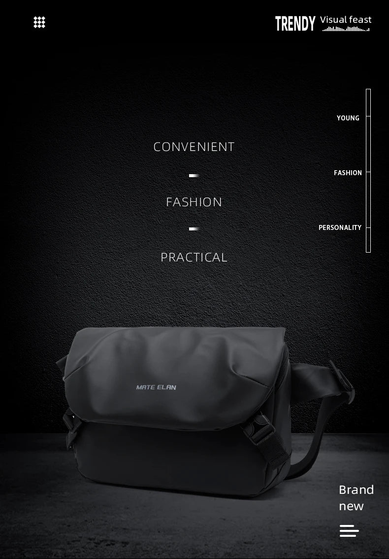MATE ELAN Minimalism Waterproof Men Crossbody laptop Messenger Bags Simple Casual Male Nylon Travel Shoulder Bag School Bookbag