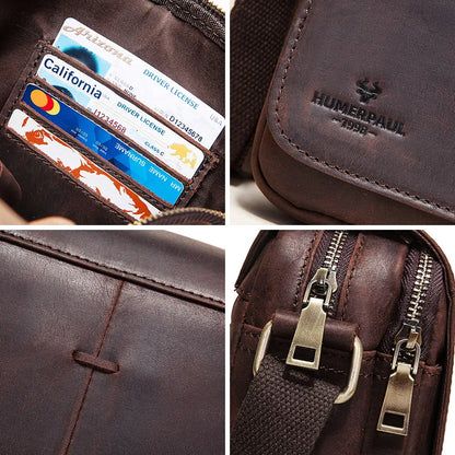 Fashion Crazy Horse Leather Men's Messenger Bag Flap Large Capacity Crossbody Bag Top Quality Shoulder Bag Sling Bag Tote