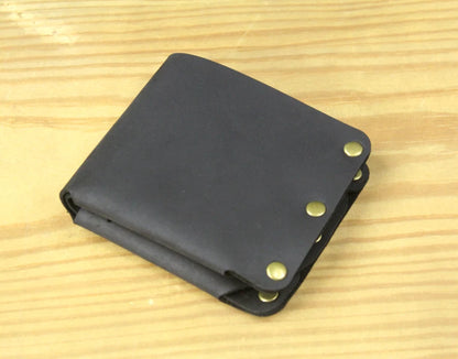 Fashion PUNK Handmade Crazy Horse Genuine Leather Wallet Men Money clip Short Wallet Bag Stud male Purse Card Holder Wallet