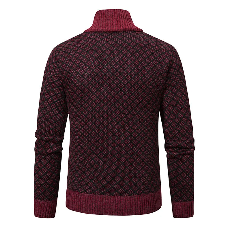Men's Knitted Cardigan Coat Korean Slim Fit Trendy Sweater Autumn Winter Zip Up Mens Fleece Lined Top Clothing