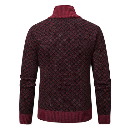 Men's Knitted Cardigan Coat Korean Slim Fit Trendy Sweater Autumn Winter Zip Up Mens Fleece Lined Top Clothing