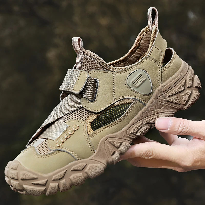 Comfort Men Mesh Sandals Lightweight Summer Shoes Outdoor Quick-Dry Wading Aqua Shoes Non-Slip Travel Beach Flats  Daily Sandals