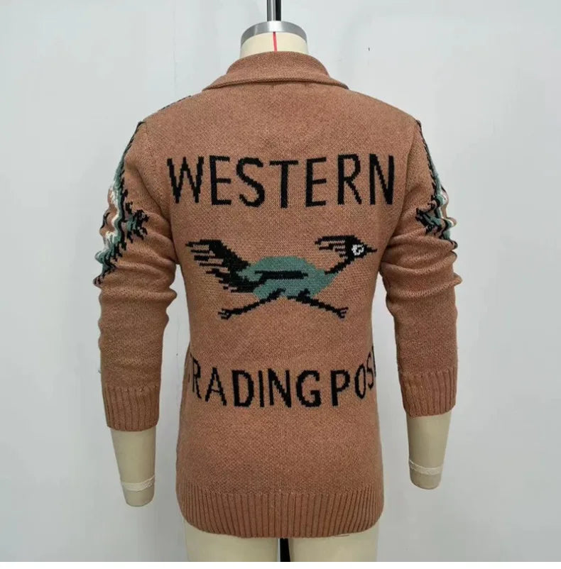 Vintage Long Sleeve Sweater Jacket Men Clothing Casual Jacquard Loose Autumn Winter Sweaters Warm Cardigan Coats Knitted Jumper