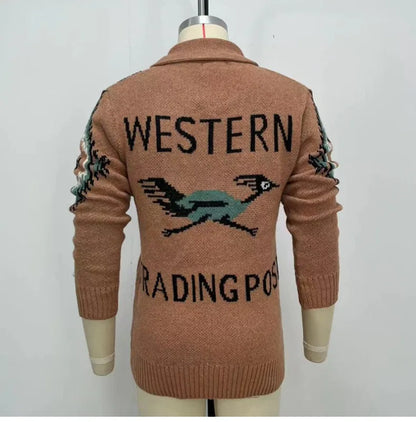 Vintage Long Sleeve Sweater Jacket Men Clothing Casual Jacquard Loose Autumn Winter Sweaters Warm Cardigan Coats Knitted Jumper