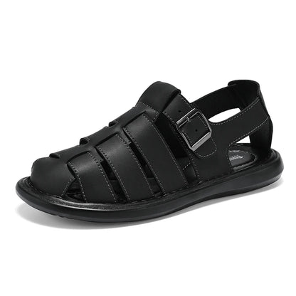 Summer New Men's Sandals High Quality Leather Roman Shoes Men Casual Beach Shoes Luxury Hollow Out Sandalias Male Big Size 38-48