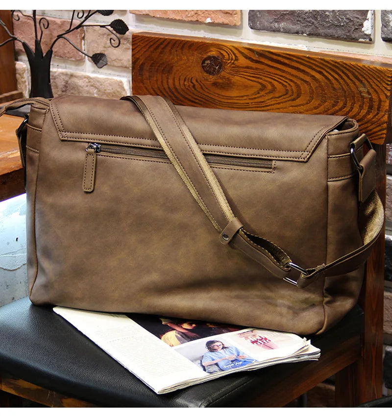 Retro Crossbody Bag Men Large Capacity Messenger Bag Flap Satchels Vintage Design Men's Crossbody Shoulder Bags Male Sling Pack
