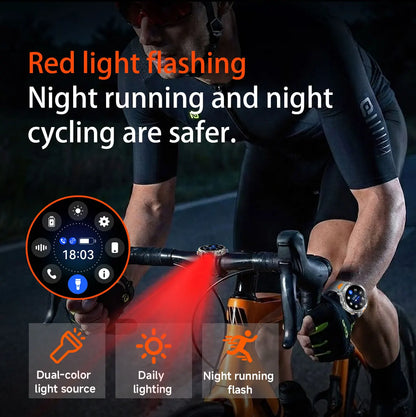 Newly Durable 1400mAh Large Battery Smart Watch Men 1.7" HD Screen IP68K Waterproof LED Flashlight Sports BT Call Smart Bracelet
