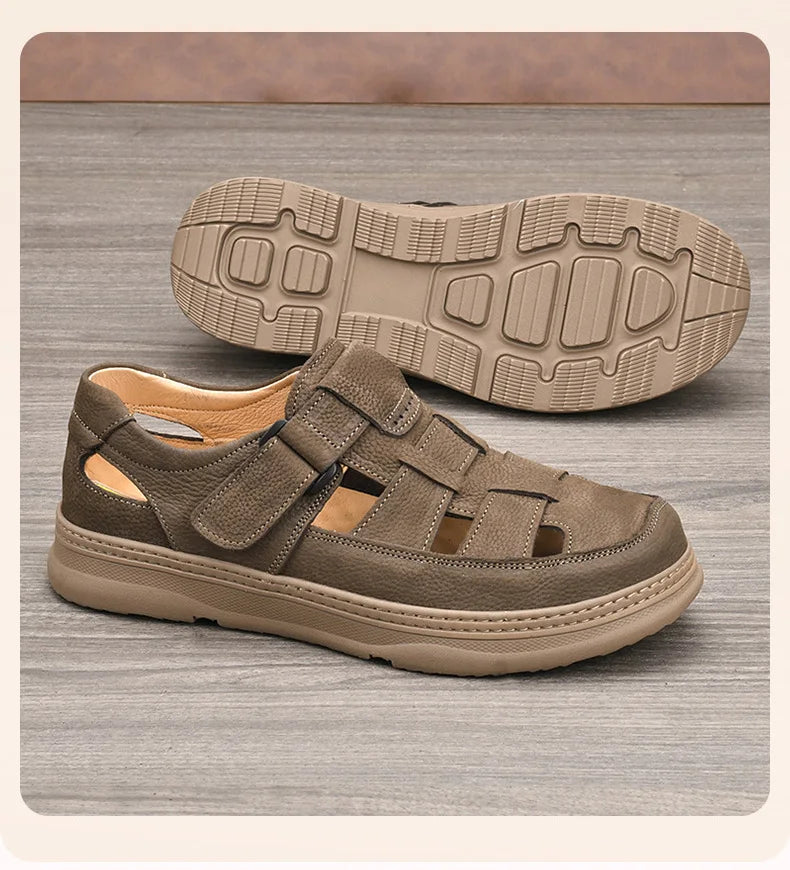 Cowhide Men's Shoes Work Shoes Are All Soft Genuine Leather Casual Walking Old-fashioned Men's Sandal