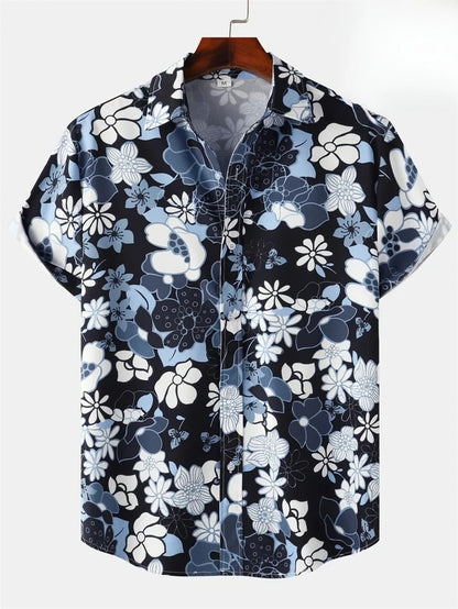 Floral Shirts Men's Hawaii Holiday Party Blouse 2025 Lapel Beach Shirt Flower Camisas Short-sleeved Womens Clothes