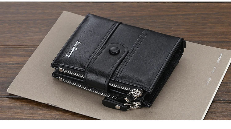 New  Men Wallets Fashion Short Desigh Zipper Card Holder Men Leather Purse Solid Coin Pocket High Quality Male Purse