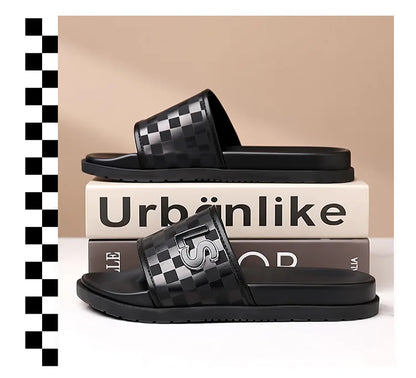 Summer Fashion Casual Flip Flops for Men New Designer Black Cow Leather Slippers Male High Quality Korean Outwear Slides Men