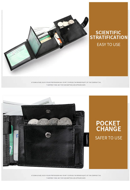 Men's Wallet Large Capacity Multi-Function Short Wallet Multi-slot Zipper Coin ID Credit Card Holder Men's Wallet