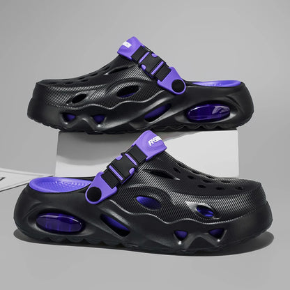 Men's Sandals Fashionable Hollow Casual Slippers Lightweight EVA Garden Shoes Thick-Soled Outdoor Walking Beach Water Shoes