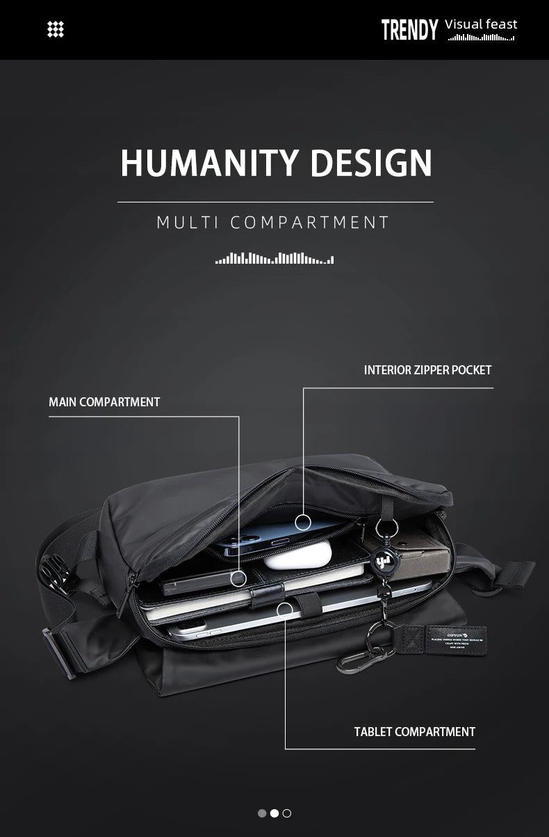 MATE ELAN Minimalism Waterproof Men Crossbody laptop Messenger Bags Simple Casual Male Nylon Travel Shoulder Bag School Bookbag
