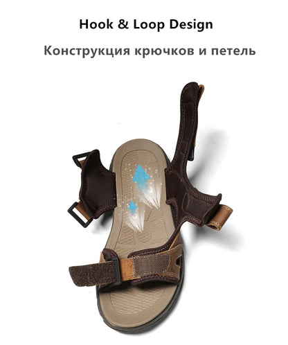 Classic Men's Sandals Summer Genuine Leather Beach Sandals Fashion Men's Casual Shoes Wading Sandals Outdoor Sneakers Plus Size