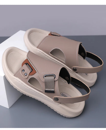 Men's Summer Outdoor Driving Sandals Comfortable Breathable Anti-slip Thick Bottom Two-Way Beach Slippers-WC20253