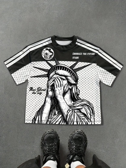 2025 Summer New sporty, casual and fashionable outdoor 3D digital printed soft comfortable and breathable men's T-shirt