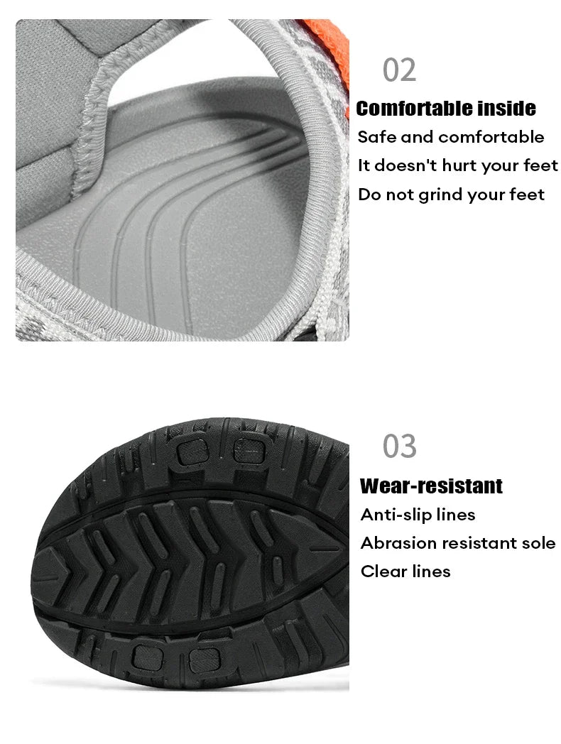 Men's Breathable Open-Toe Summer Sandals Lightweight Soft Sole Casual Beach Shoes for Outdoor Walking Non-Slip Size 40-45